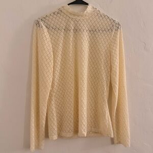 RIHOAS Cream Lace High-Neck Long Sleeve Blouse NWT